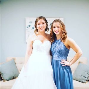 Steel blue bridesmaid dress